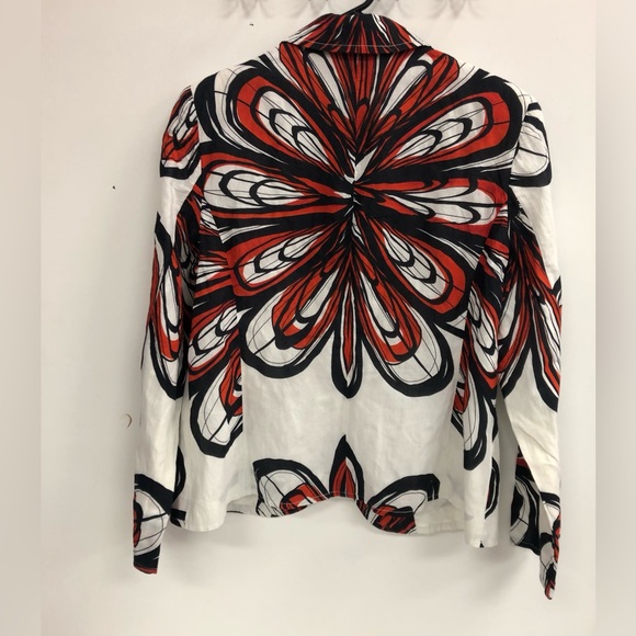 ROFA MODEN MULTICOLOURED COTTON JACKET BUTTONS DOWN TWO POCKETS IN SIZE 16 uk - Picture 4 of 9